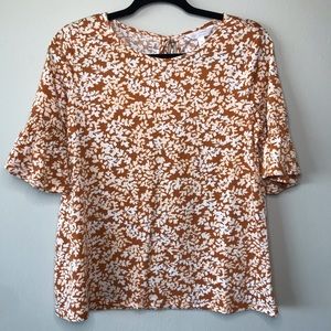 Lauren Conrad Floral Blouse with Ruffled Sleeves